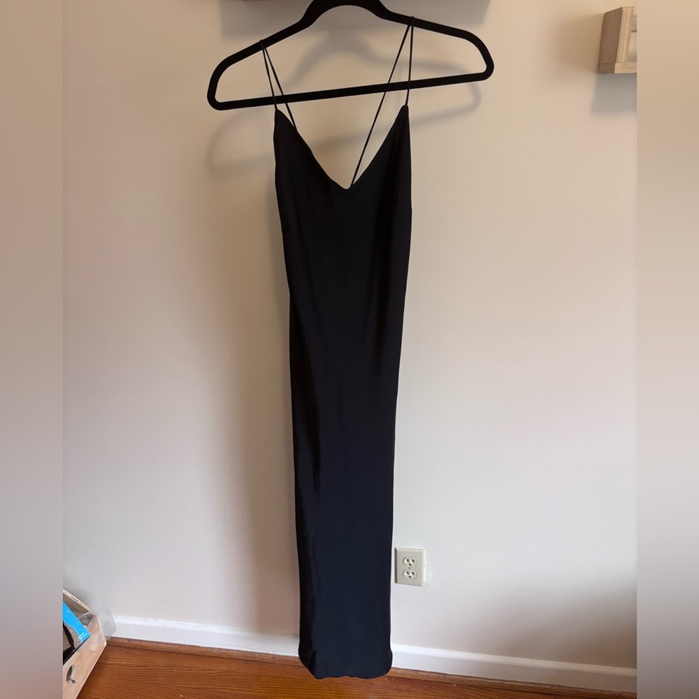 NWOT- Fabletics Black tie-back Slip Dress - Picture 4 of 6